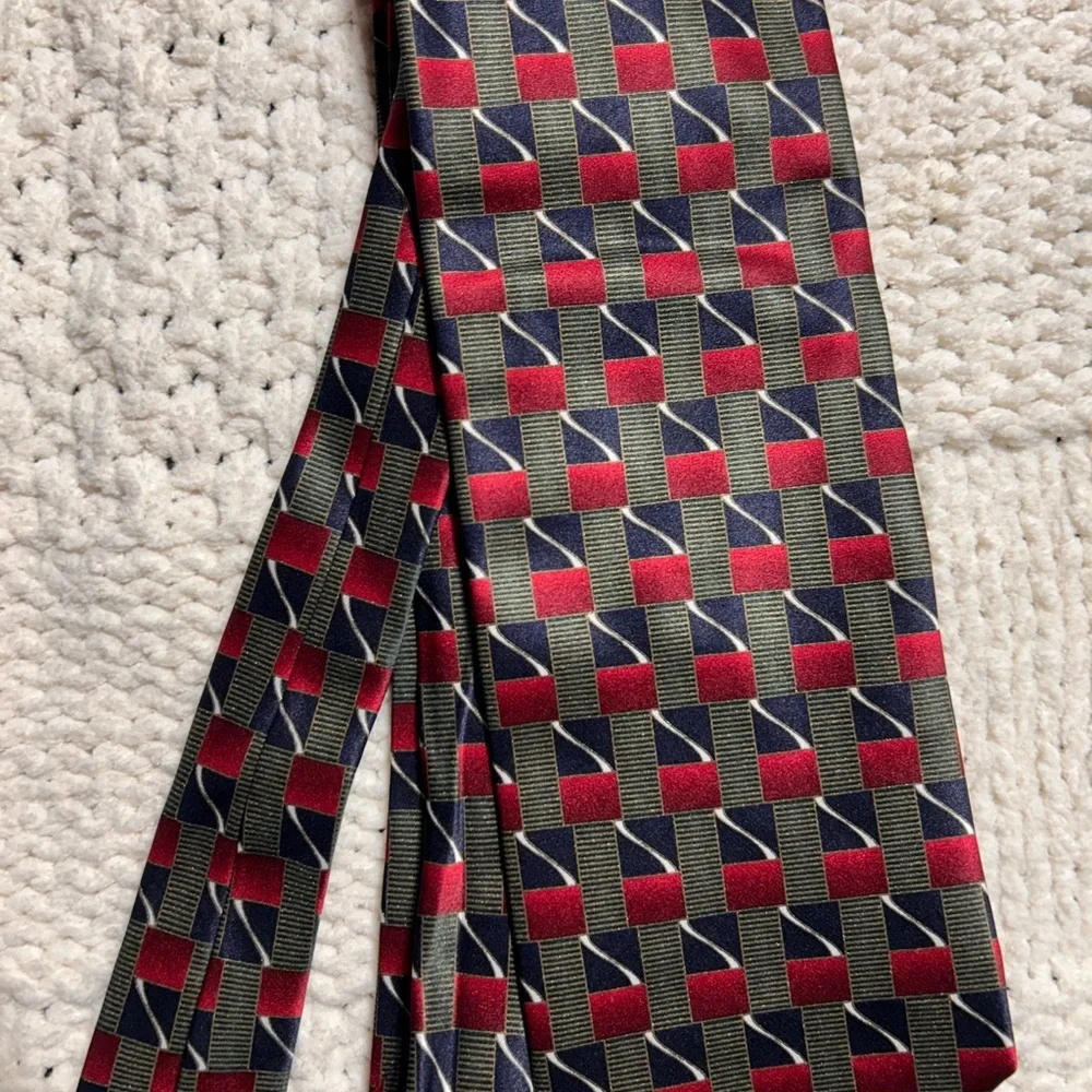 Emilio Romano Black Gray Red Silk Tie